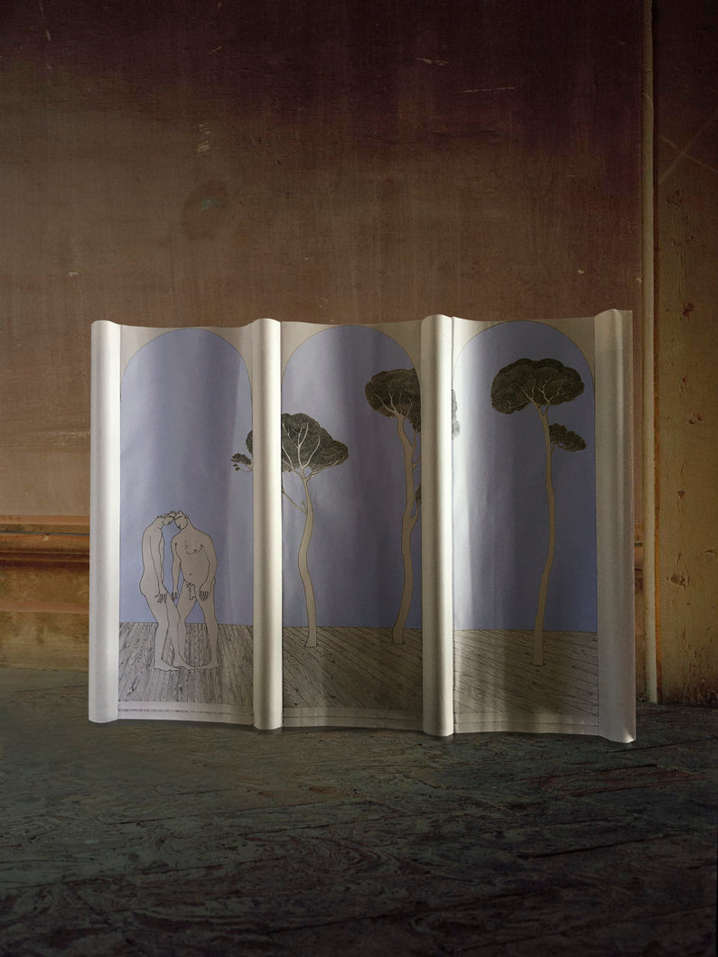 Paper and ink folding screen